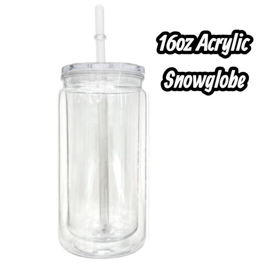 16oz Acrylic Snowglobe Cup