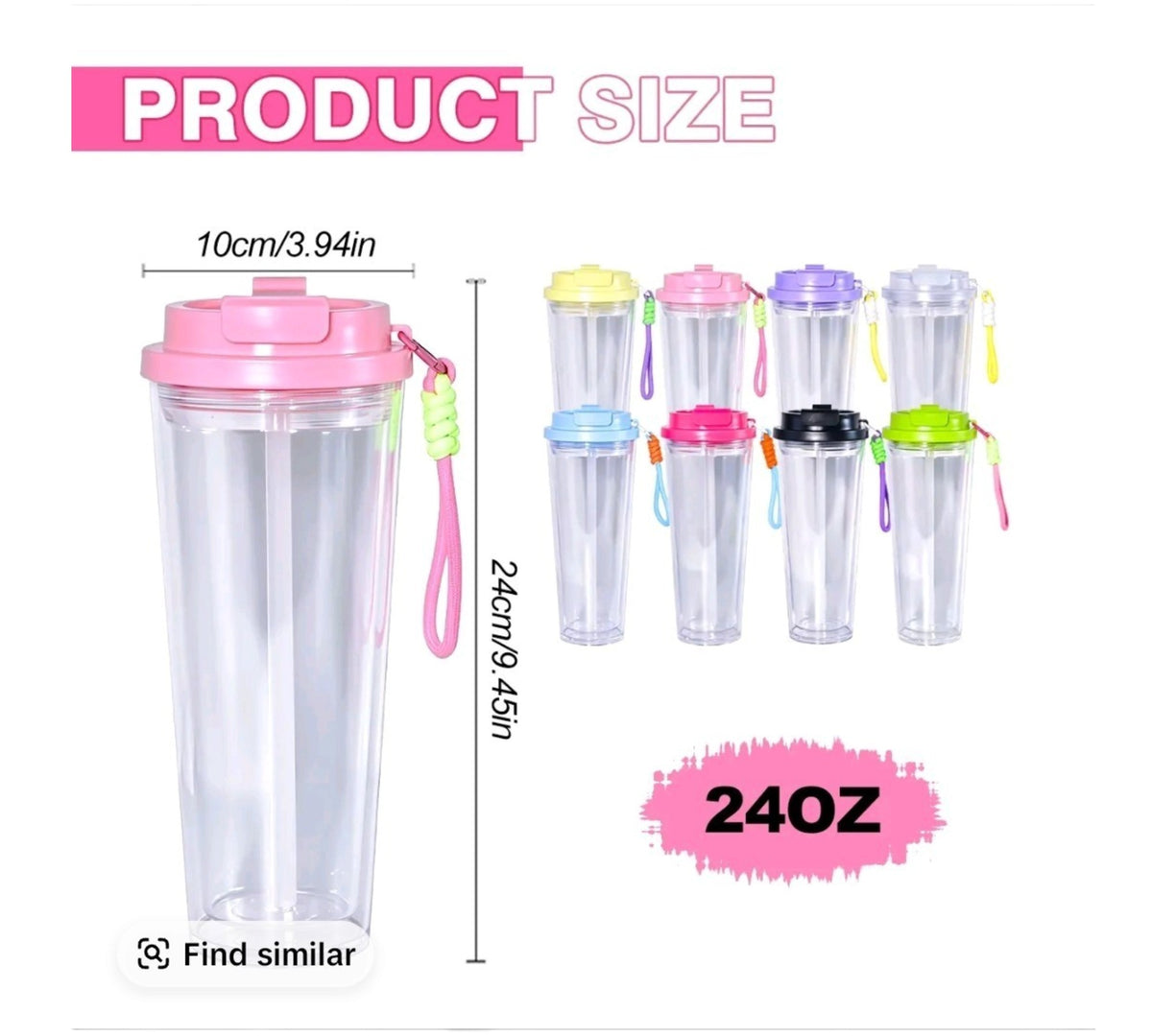 24oz Acrylic Flip Straw