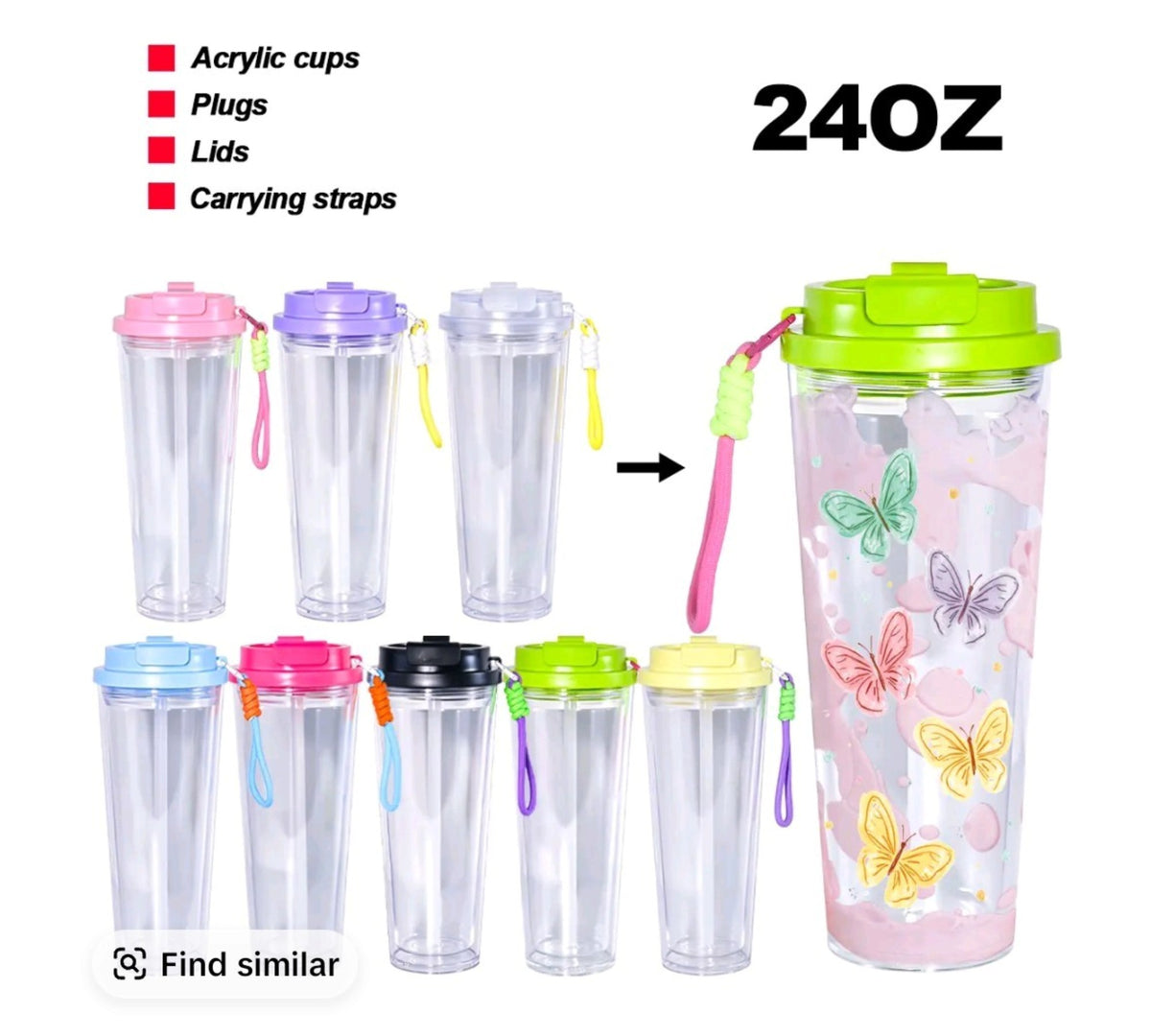24oz Acrylic Flip Straw