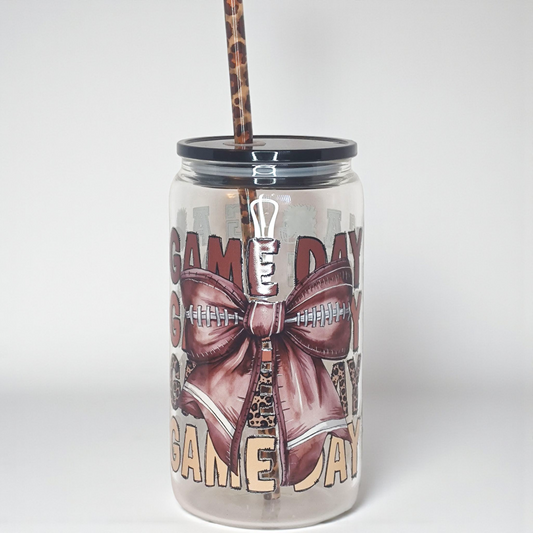 16oz Glass Cup "Game Day"