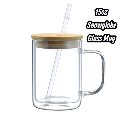 15oz Snowglobe Glass Mug with Handle